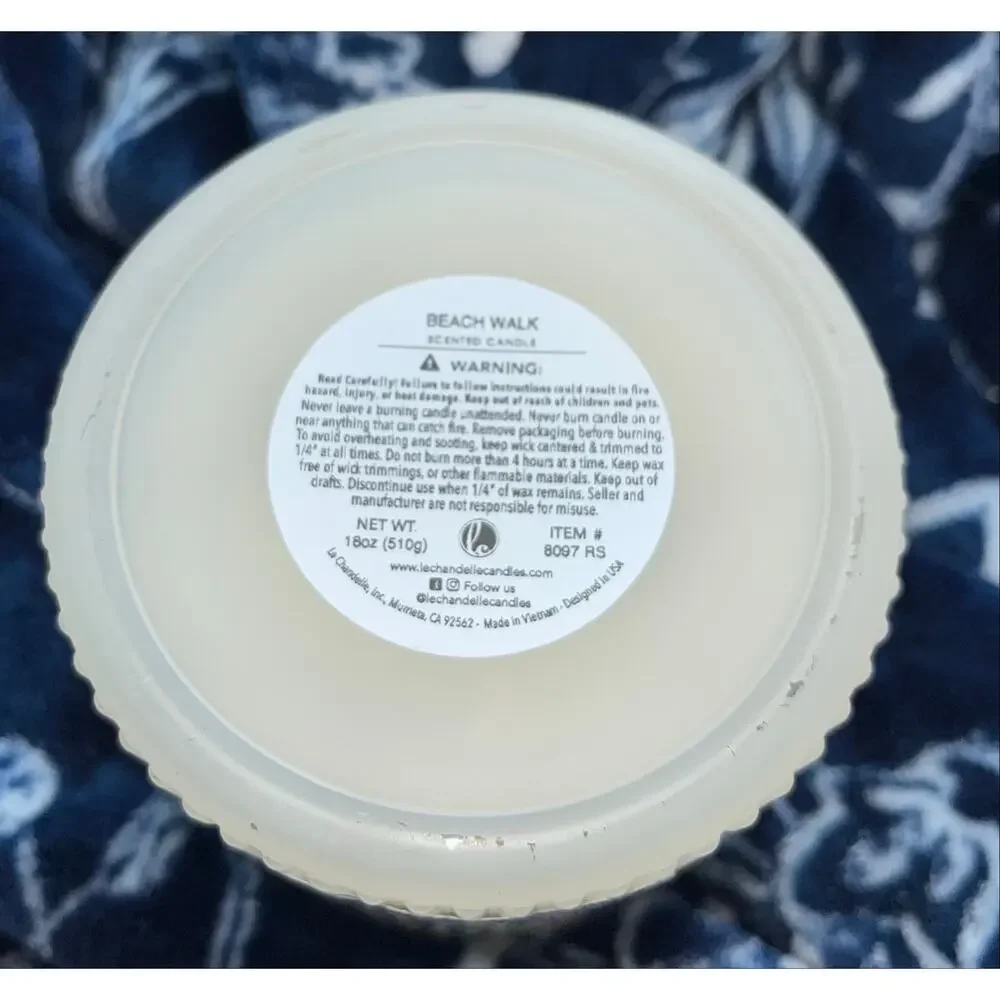 NEW! Le Chandelle Candles Beach House Wooden Lid Scented Candle 18oz